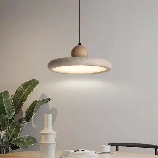 Vintage Simple Yellow Travertine LED Chandeliers Vintage Decorative Pendant Lights for Dining Room Interior Lighting