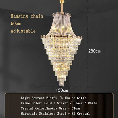 2024 Modern Large Luxury Living Room Chandeliers for Staircase Designer Crystal Pendant Lamps Home Decor Lighting Lustre Fixture