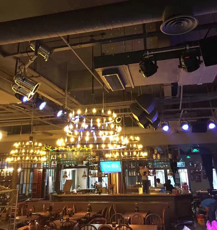 Modern American Retro Iron Pendant Lamp Vintage Industrial Led Droplight Round Cafe Restaurant Bar Knight Candle Chandelier