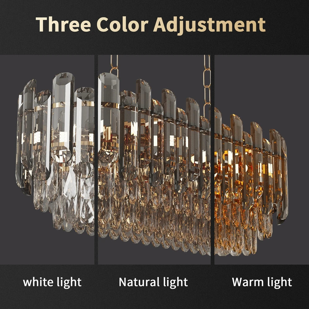 Vrygle Modern Crystal Chandeliers ,6-Light Crystal Rectangle Chandeliers, Dining Room Light Mount for Living Room Kitchen，room