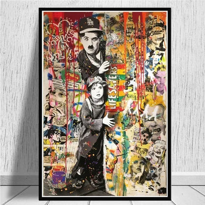 Canvas Wall Art Painting Abstract Banksy Graffiti Art Picture Funny Monkey Street Pop Wall Art Posters for Home Bedroom Decor