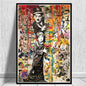 Canvas Wall Art Painting Abstract Banksy Graffiti Art Picture Funny Monkey Street Pop Wall Art Posters for Home Bedroom Decor