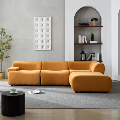 135"Curved Sectional Sofa,Modern Boucle Fabric Upholstered Modular Couch Oversized 6-Seat Sofa for Living Room,Bedroom,Apartment