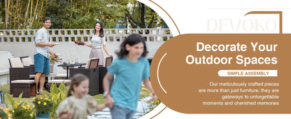 9 Pieces Patio Dining Sets Outdoor Space Saving Rattan Chairs with Glass Table Patio Furniture Sets Cushioned Seating (Beige)