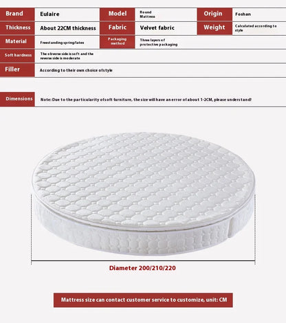 Double Spring Round Mattresses Folding Hard Foldable Queen Round Mattress King Size Sleeping Colchon Plegable Bedroom Furniture