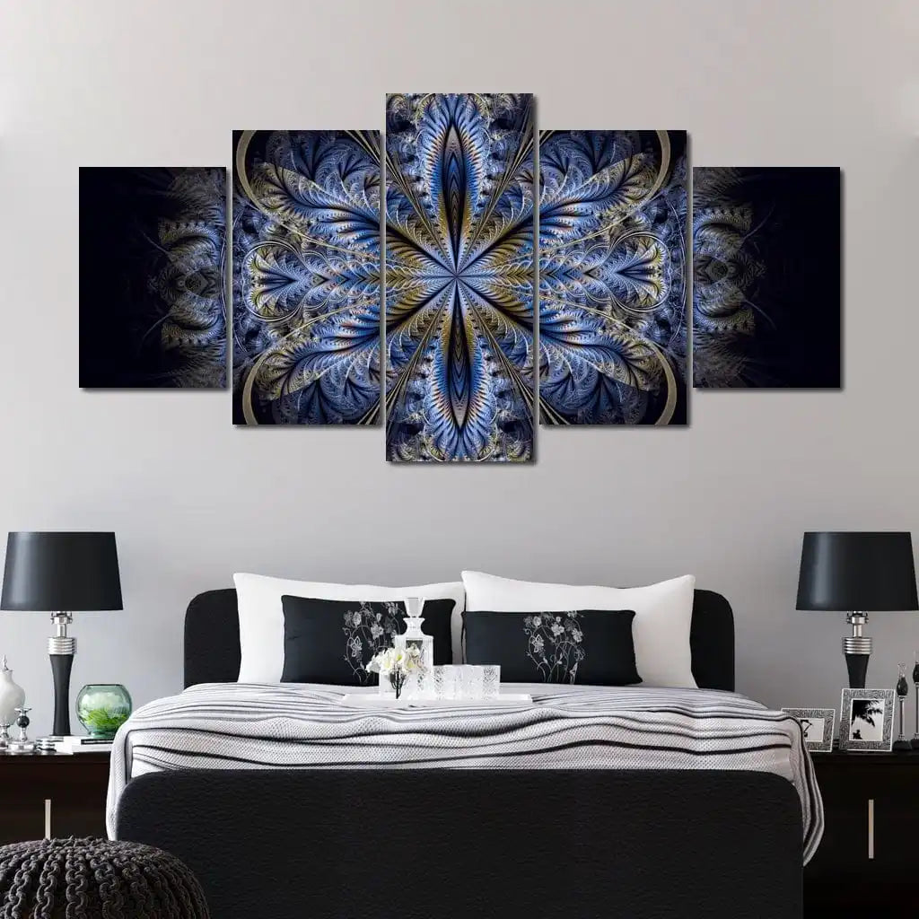 5 Panels Aesthetic Landscape Canvas Painting Abstract Natural Landscape Golden Light Art Luxury Posters Prints Living Room Decor