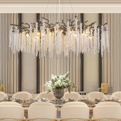 Modern Black Luxury Round Tree Branches Chandelier Lighting for Dining Room Bedroom Table K9 Large Luxury Chandeliers for Loyer
