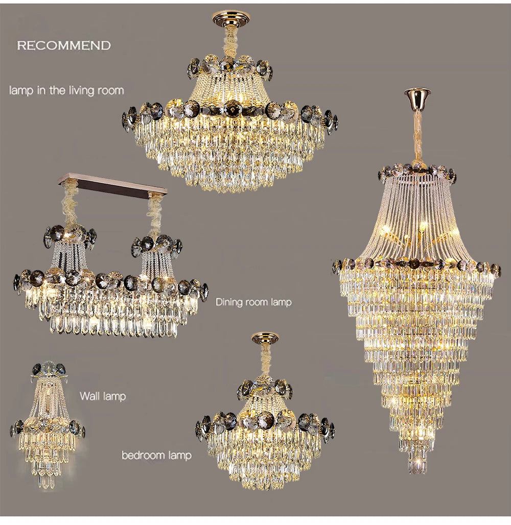2024 Modern Large Luxury Living Room Chandeliers for Staircase Designer Crystal Pendant Lamps Home Decor Lighting Lustre Fixture