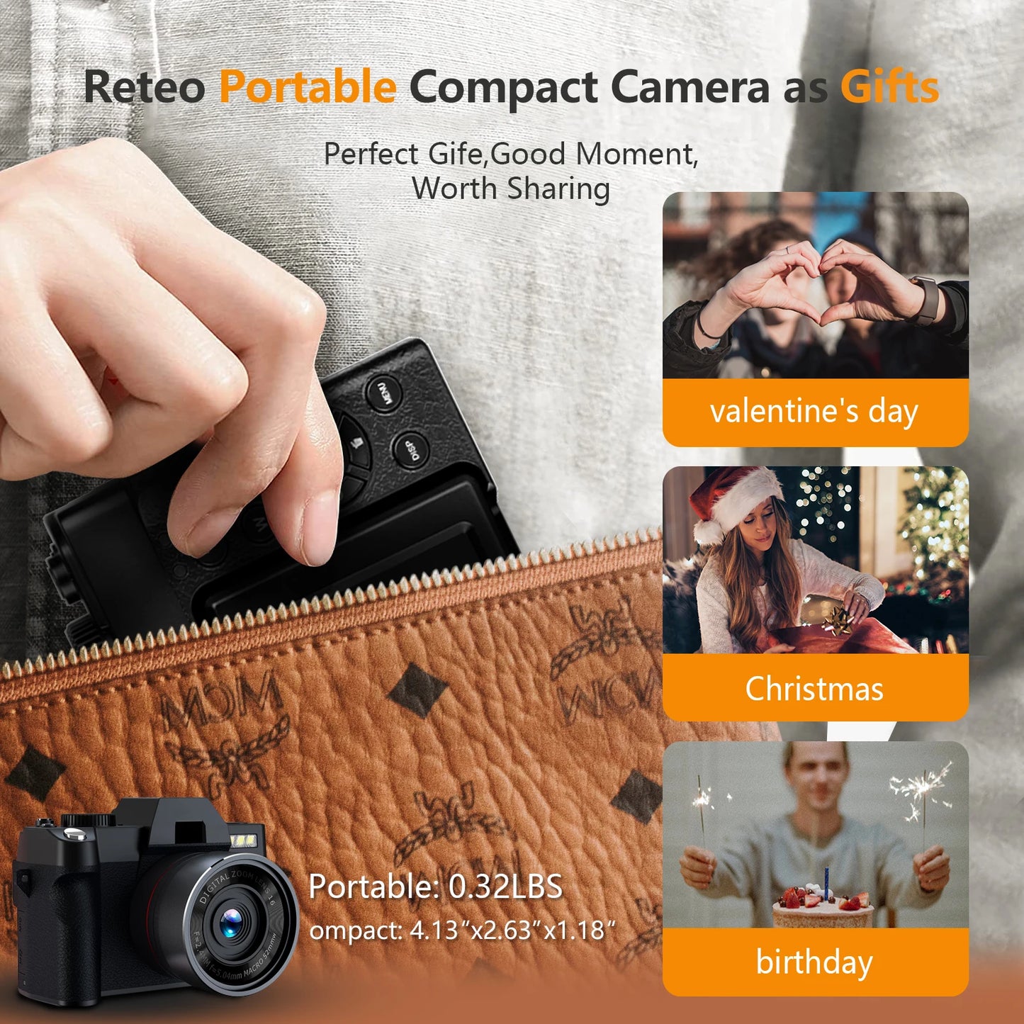 NBD Digital Camera 4K 48MP Autofocus Camera WiFi Photography Support No Battery Use Digital Camera Suitable for Beginners