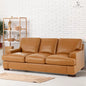 Genuine Leather Sofa - Set of 3 Luxurious Comfort, Goose Feather Cushion Filling, Square Arm Design, Sturdy Block Legs