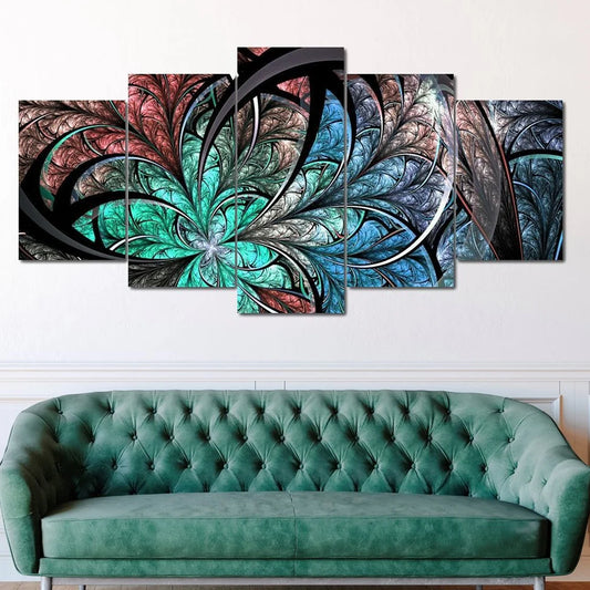 5 Panels Aesthetic Landscape Canvas Painting Abstract Natural Landscape Golden Light Art Luxury Posters Prints Living Room Decor
