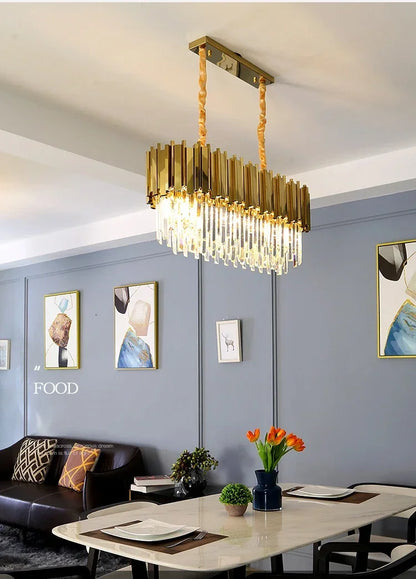 Light luxury golden luxury chandelier interior lighting hotel living room ceiling Led glossy lighting fixture crystal chandelier