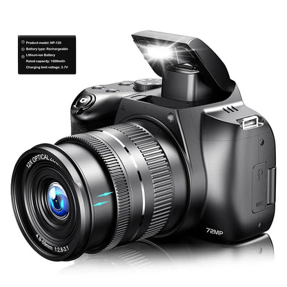 72MP Digital Camera 180° Flip Screen 3 lnch  SLR DSLR 4K Camera for Photography 12X Optical Zoom Autofocus Anti-Shake Camera