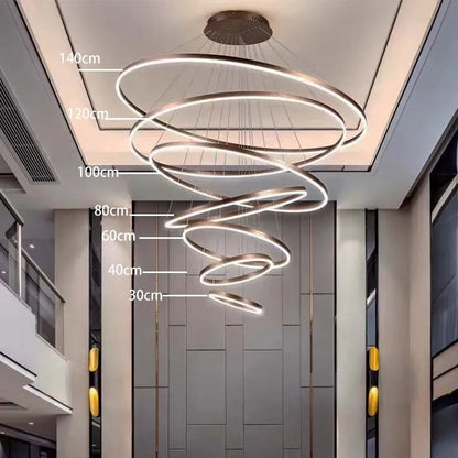 Modern LED pendant lights suitable for bedrooms, living rooms, and dining rooms. Circular ceiling chandelier, home lighting.