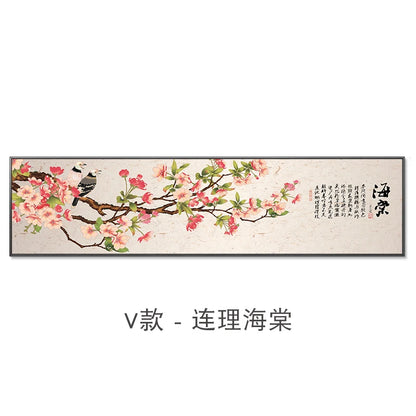 New Chinese Zen Flower and Bird Bedhead Painting Living Room Decoration Painting Sofa Background Wall Mural Painting Home Decor