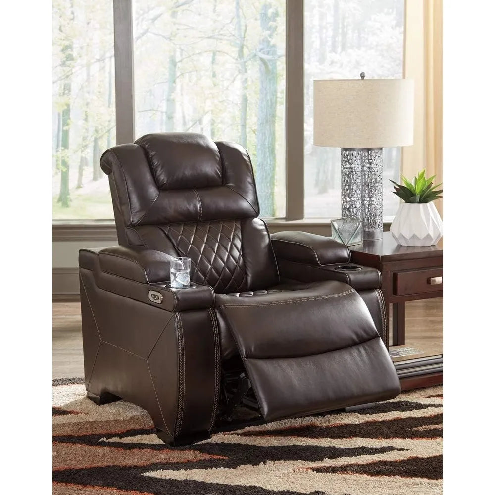 Warnerton Faux Leather Power Reclining Sofa with Adjustable Headrest living room furniture
