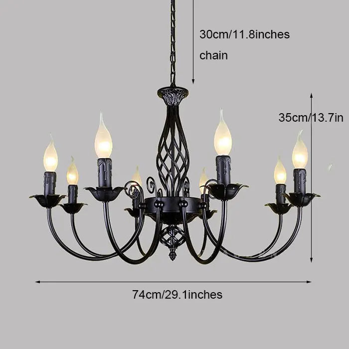 American Simple Living Room Light Modern Dining Room Bedroom Chandelier Black Iron Nordic Style Room Decoration Lighting Chandel