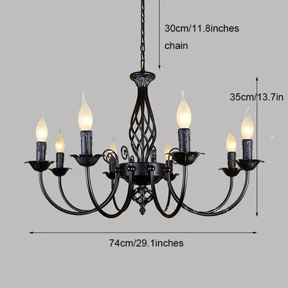 American Simple Living Room Light Modern Dining Room Bedroom Chandelier Black Iron Nordic Style Room Decoration Lighting Chandel