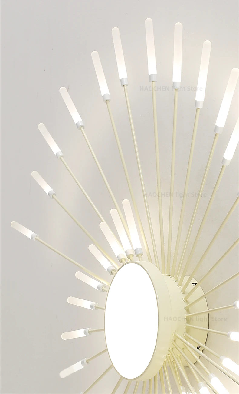 Led Firework Chandelier Dimmable For Living Room Bedroom Milk Yellow Ceiling Chandelier Dining Room LED Ceiling Lamp With Remote