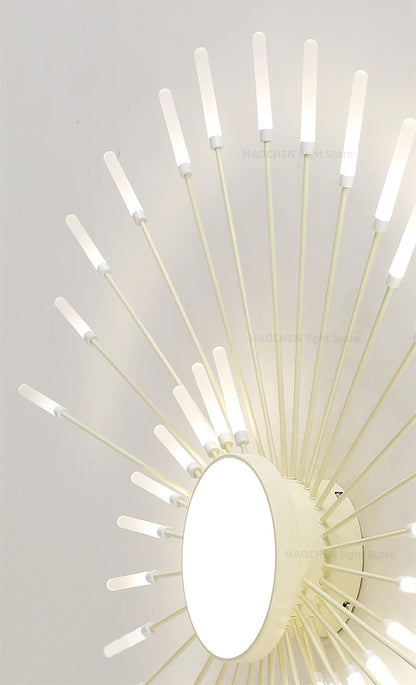 Led Firework Chandelier Dimmable For Living Room Bedroom Milk Yellow Ceiling Chandelier Dining Room LED Ceiling Lamp With Remote