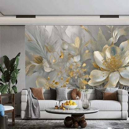 Wallpaper Luxury Creative Home Decoration 3D Stereoscopic Embossed Golden Flowers Wall Mural Paper Bedroom Living Room Backdrop