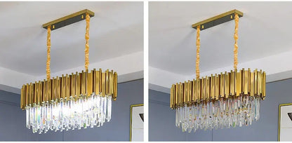 Light luxury golden luxury chandelier interior lighting hotel living room ceiling Led glossy lighting fixture crystal chandelier