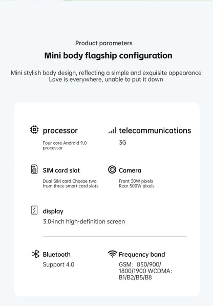 SERVO S26 Mini 3G Smartphone Android 9.0 System 2 SIM Cards 2GB+16GB Play Store Face Unlock WiFi Hotspot 3.0" Small Smart Phones