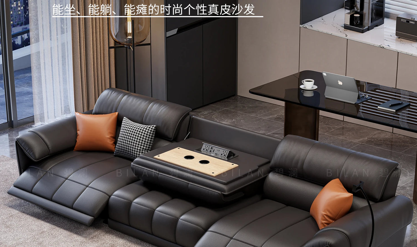 Genuine Leather Modern Sofa Chair Living Room Electric Designer Reclining Sofa Italian Loveseat Divano Soggiorno Home Furniture