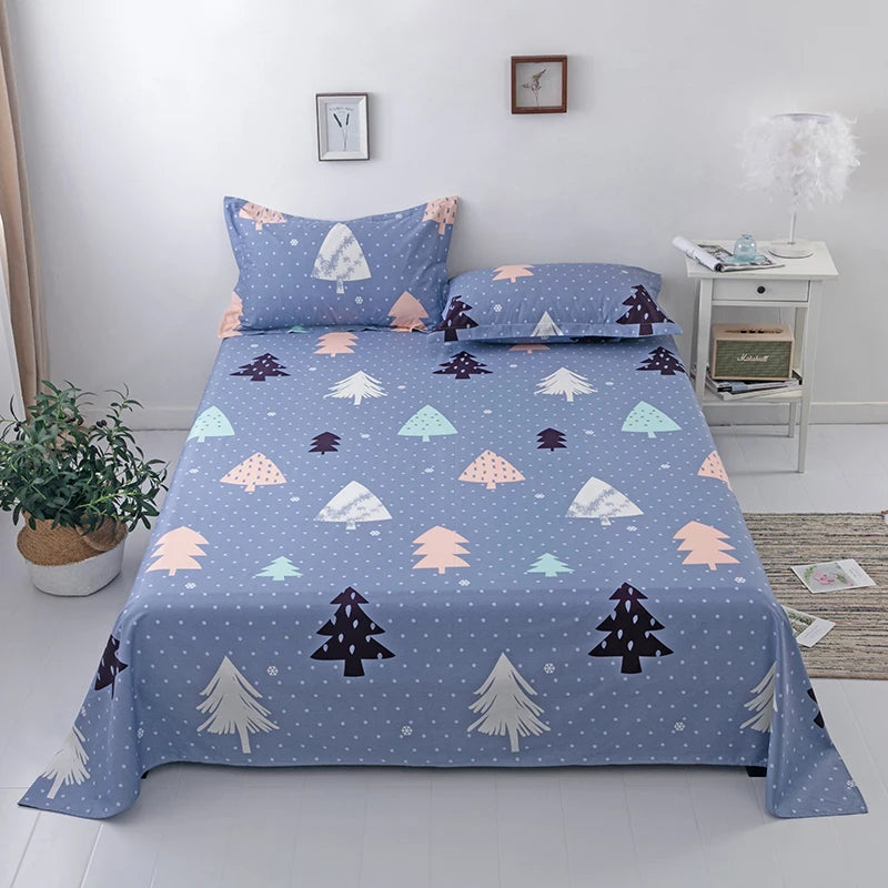Abstract Geometric Stripe Lines Flat Sheet 3 Pieces 100% Cotton Bed Sheet Soft Comfortable Bedding for Guestrooms and Bedroom