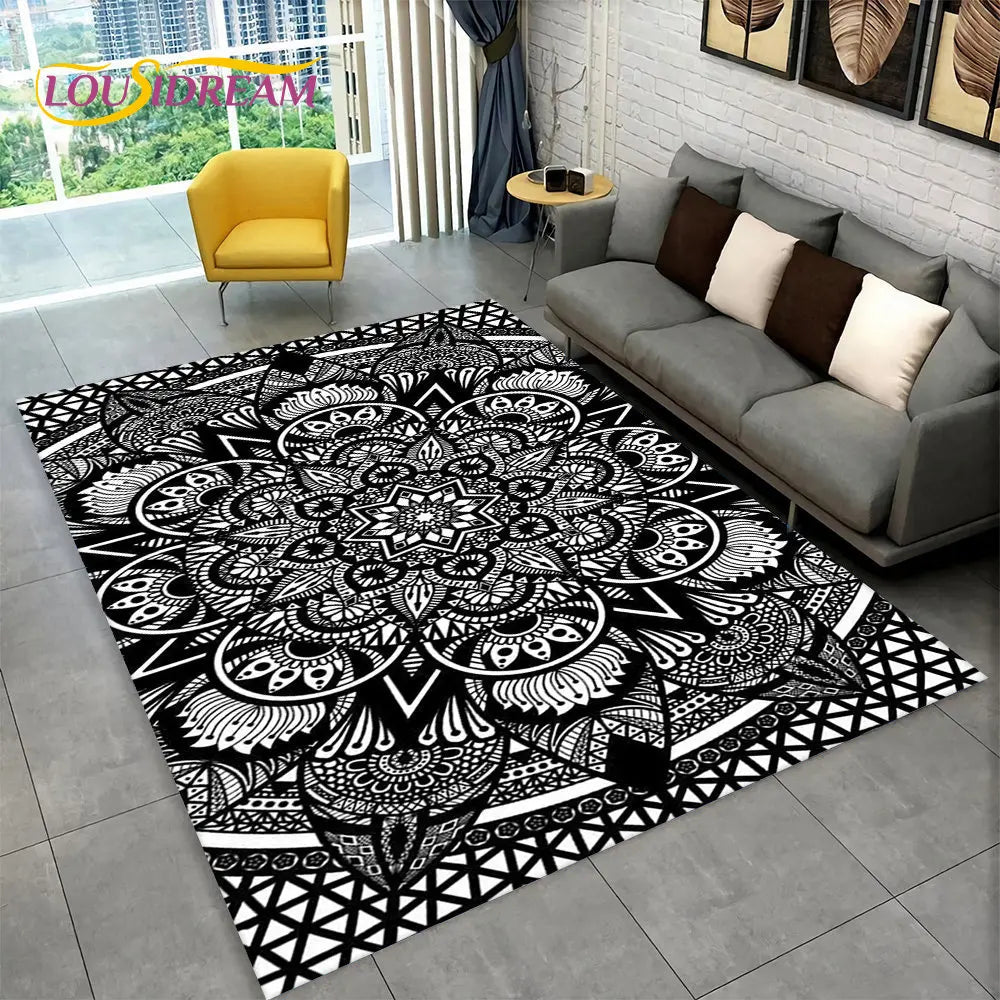 Bohemia Mandala Geometric Area Rug,Carpet Rug for Home Living Room Bedroom Sofa Doormat Kitchen Decor,Kid Non-slip Floor Mats