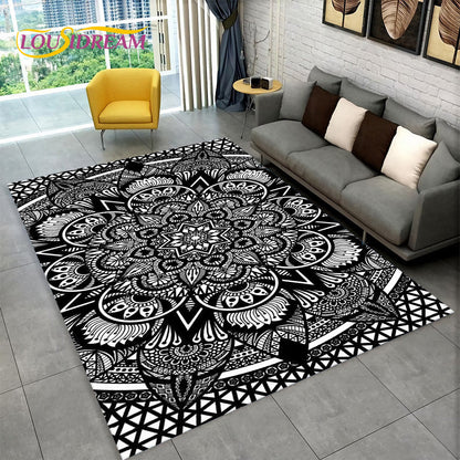 Bohemia Mandala Geometric Area Rug,Carpet Rug for Home Living Room Bedroom Sofa Doormat Kitchen Decor,Kid Non-slip Floor Mats
