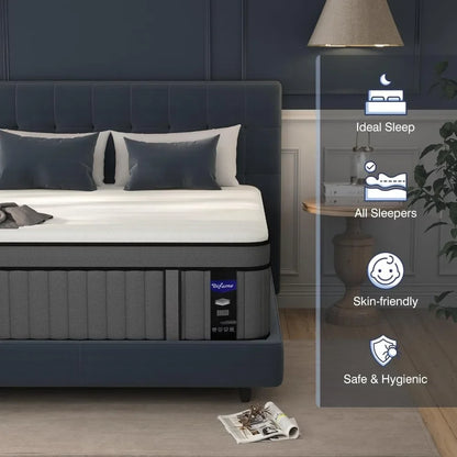 King Mattress, 14 Inch Hybrid Cal King Mattress in A Box,Memory Foam Mattress California King Size with Individual Pocket Spring