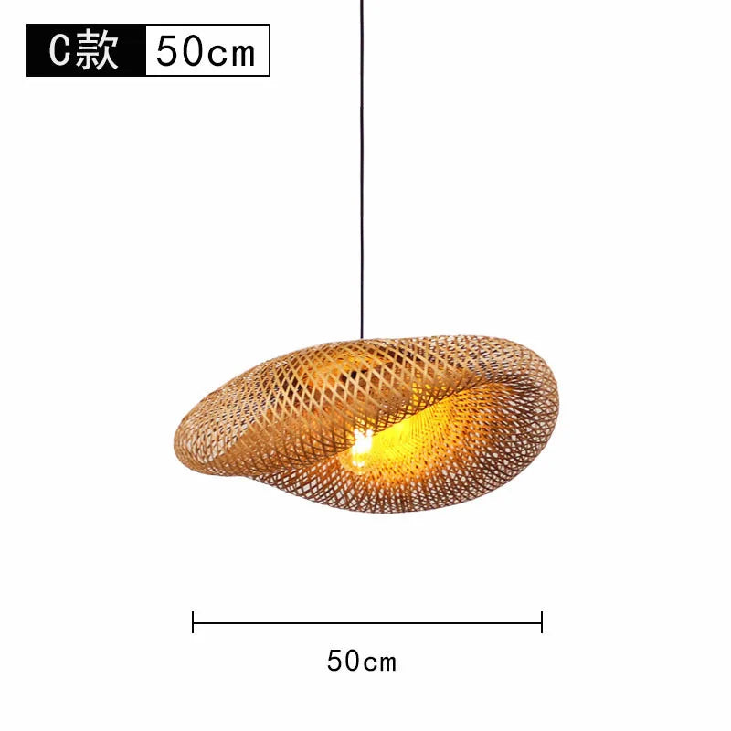 Bamboo Lantern Bamboo Woven Chandelier Chinese Restaurant Tea Room Chandelier Japanese Restaurant Straw Hat Rattan Woven Chandel