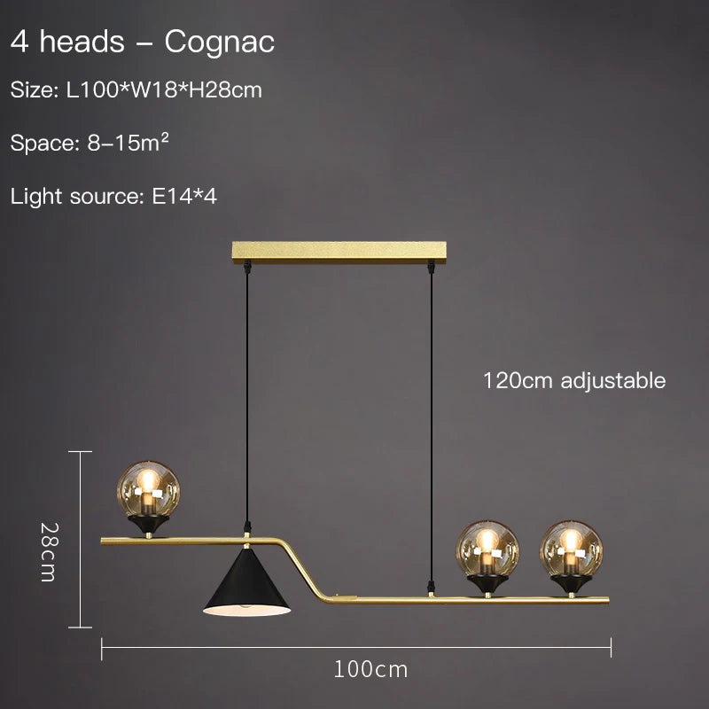 Nordic Black LED Chandelier For Living Room Kitchen Modern Home Indoor Ceiling Lighting Fixtures Glass Ball E14 Hanging Lamps