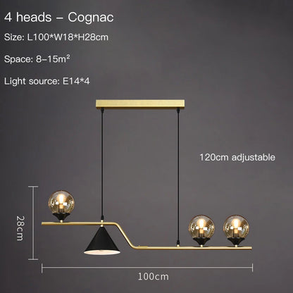Nordic Black LED Chandelier For Living Room Kitchen Modern Home Indoor Ceiling Lighting Fixtures Glass Ball E14 Hanging Lamps