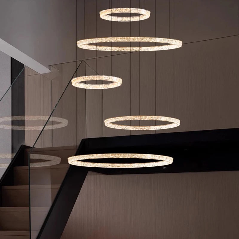 Modern ring stairs led lights pendant light lamps for living room led Chandeliers for dining room hanging light indoor lighting