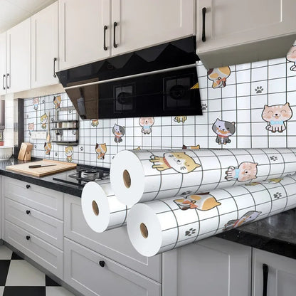 Kitchen Stove Oil-proof Sticker Waterproof High Temperature Resistant Wallpapers Kitchen Decoration Self Adhesive Contact Paper