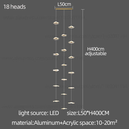 Led Staircase Pendant Lamp Modern Circular Lotus Leaf Living Room Chandelier Designer Villa Style Large Penthouse Chandelier