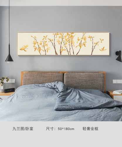 New Chinese Zen Flower and Bird Bedhead Painting Living Room Decoration Painting Sofa Background Wall Mural Painting Home Decor