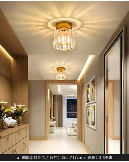 Modern Chandelier Crystal Ceiling Light Semi Flush Mount Ceiling Lighting Fixture Entrance Balcony Indoor Hang Lamp Lighting