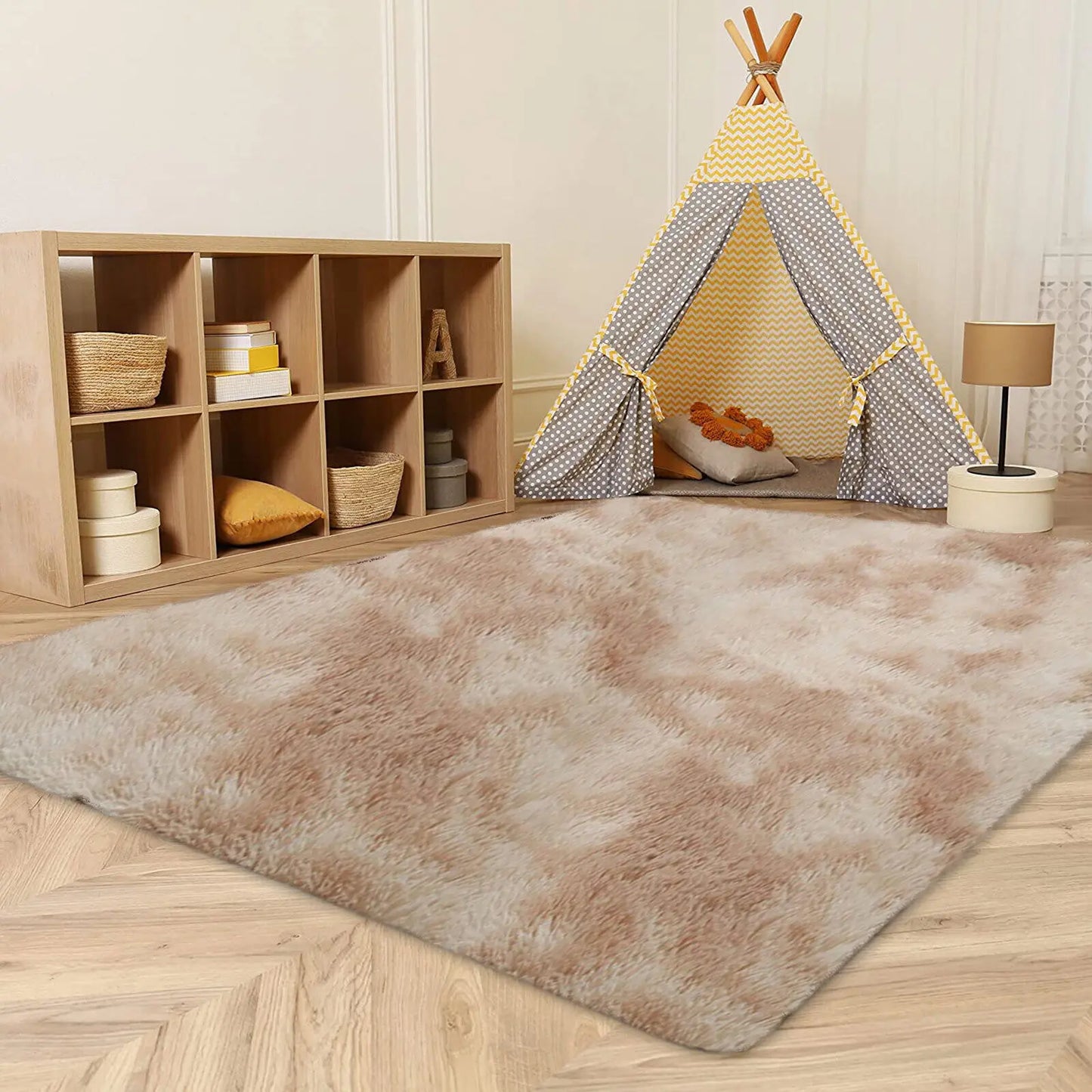 Ultra Soft Fluffy Area Rugs for Bedroom Shaggy Bedroom Carpet Plush Living Room Furry Floor Rugs Non-Slip Tie-Dyed Floor Carpet