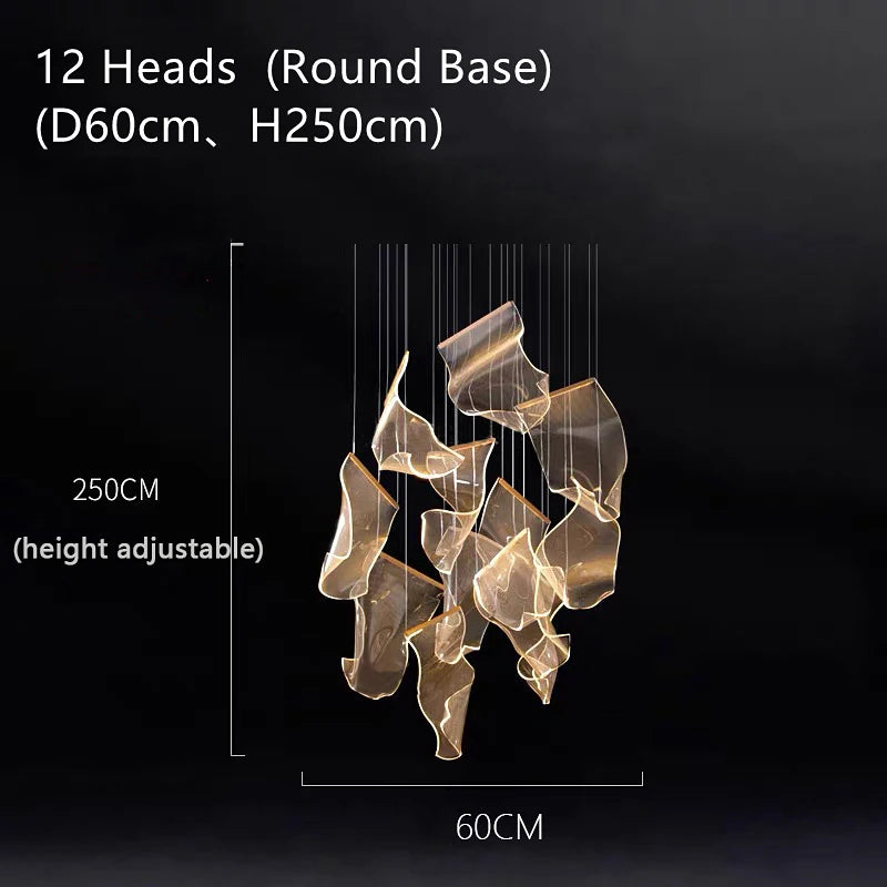Light Guide LED Modern Chandelier living room decor lighting Duplex Rotating Stairs Pendant Lamp Dining room Hanging Lights