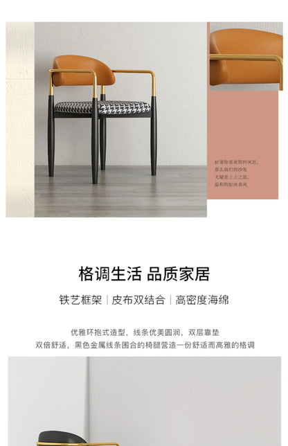 Nordic Light Luxury Dining Chair Creative Design Iron Art Leisure Chair Home Backrest Seatting Negotiation Chair Makeup Stool