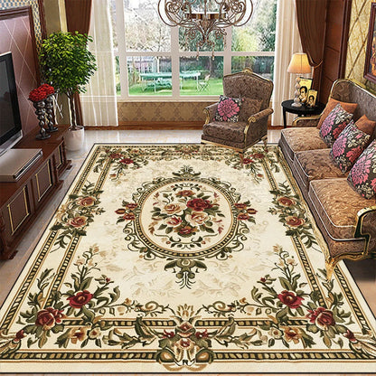 Retro Floral Large Size Carpets Living Room European Decoration Non-slip Sofa Area Rugs for Bedroom Cloakroom Floor Mat Washable