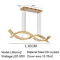 2024 Dining Room Lustre Remote Control Dimmable Pendant Lights Luxury K9 Crystal Hang Chandelier Wave Steel Lamp Fixtures