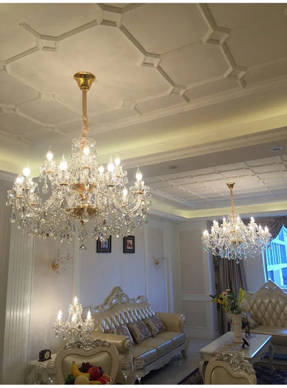 Luxury Home Crystal Chandeliers Villa Lighting for Living Room Decorate Ceiling Pendant Lamps Indoor Hanging Led Lights Fixture