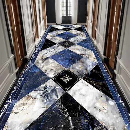 Luxury Black Golden Long Corridor Carpet Hall Runner Decor Non-slip Washable Stairway Rugs European Aisle Floor Mat Customizable
