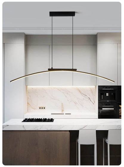 Modern LED Pendant Light Dimmable Hanging Lamp for Dining Room Kitchen Minimalist Arc Design Restaurant Energy Saving, Easy Inst