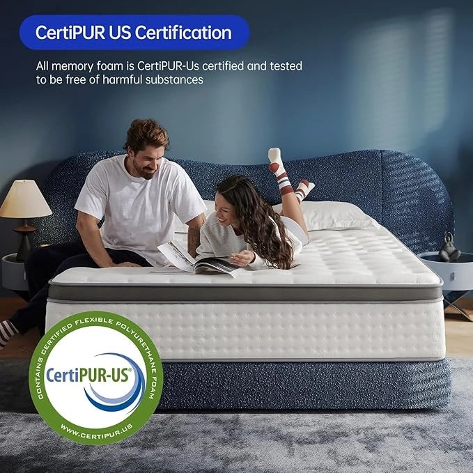 Queen Size Mattress, Queen Mattress in a Box,Superior Hybrid Mattress With Gel Memory Foam or Back & Lumbar Support