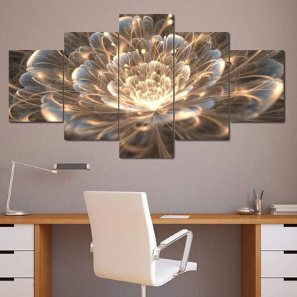 5 Panels Aesthetic Landscape Canvas Painting Abstract Natural Landscape Golden Light Art Luxury Posters Prints Living Room Decor